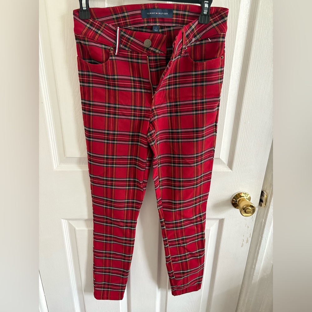 Tommy Hilfiger Red Plaid Trousers